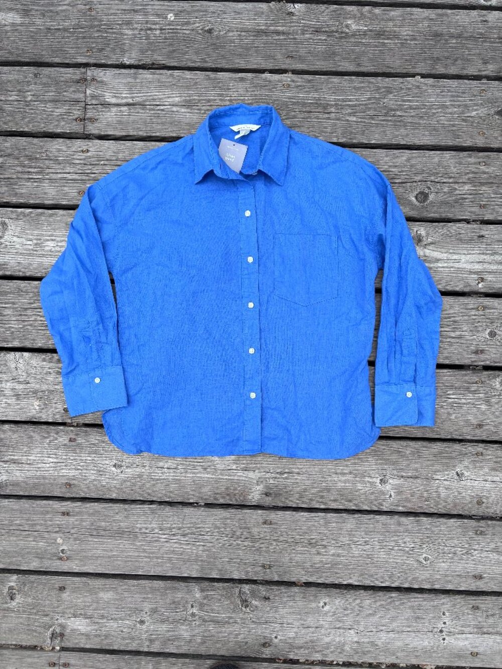 NWT H&M Women's Linen-blend Blue Button Down Shirt - Size X-Small